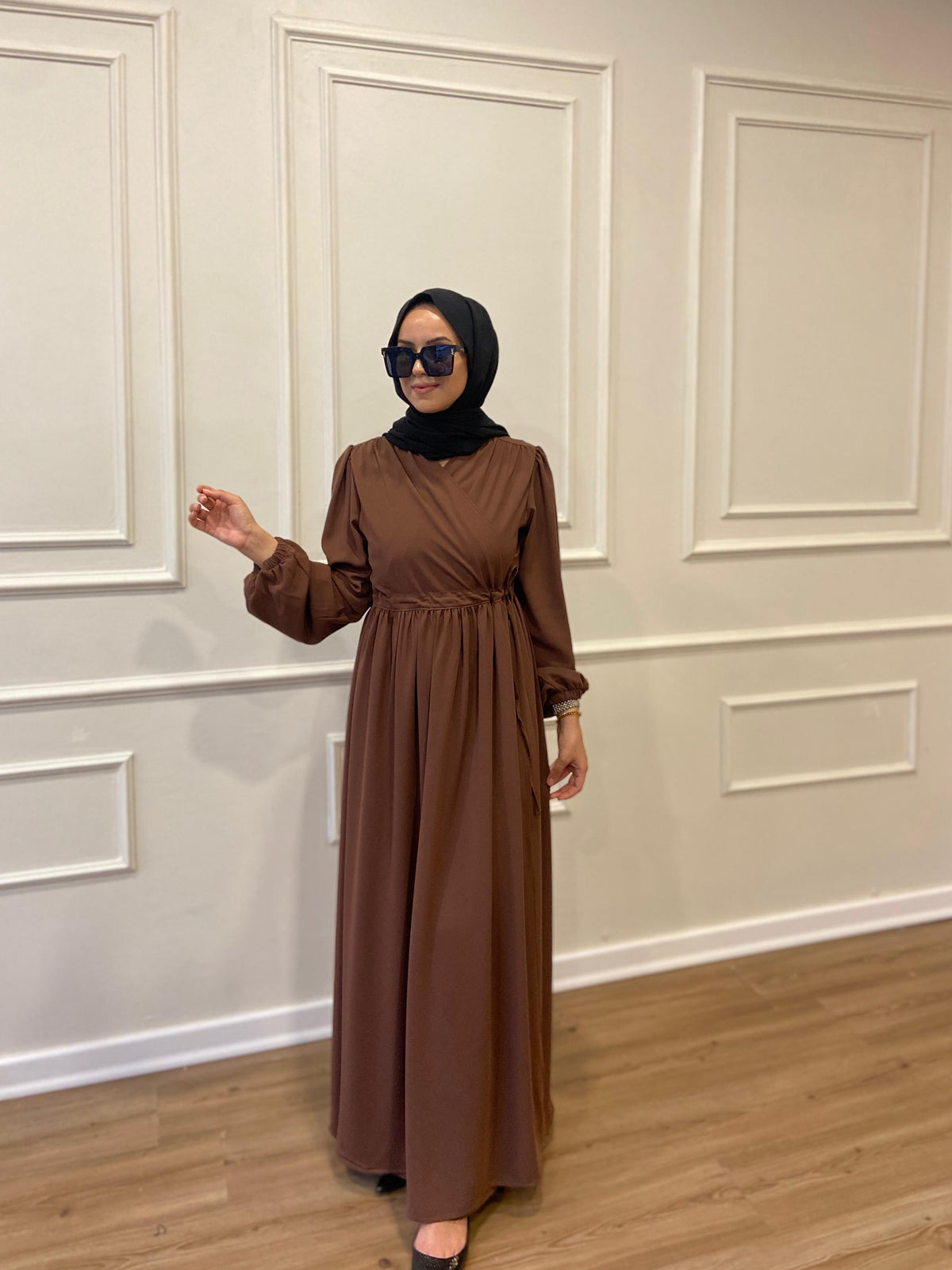 Hürrem İçten ve Dıştan Bağlamalı Kırışmaz Krep Ferace – Hardal