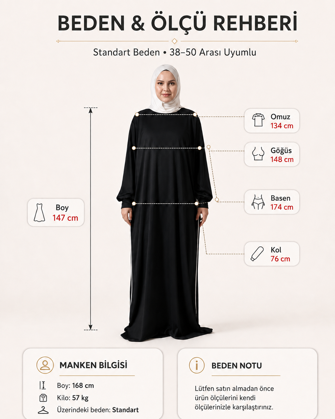 Manşetli Yandan Biyeli Salaş Polyester Namaz Elbisesi - Yeşil