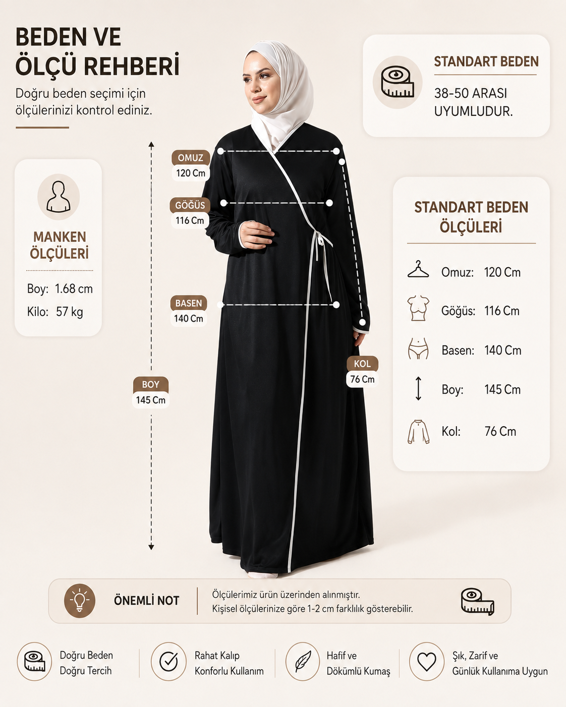 İçten Dıştan Bağlamalı Biyeli V Yaka Namaz Elbisesi - Bordo